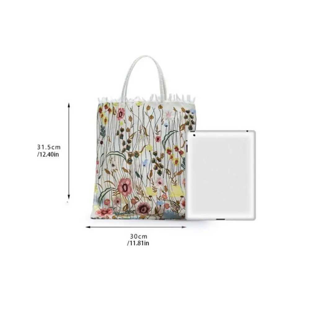 Camellia Flower Embroidery Cloth Bag Lace Large Capacity Canvas Shoulder Bag Grocery Handbags Storage Bag Ethnic Style Bag Women Z250219