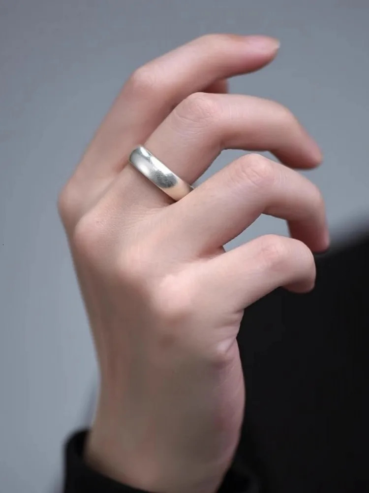 Lovers Ring 999 Sterling Silver Vintage Plain Ring Men Women Adjustable Pure Silver Fine Jewelry Rings 250213