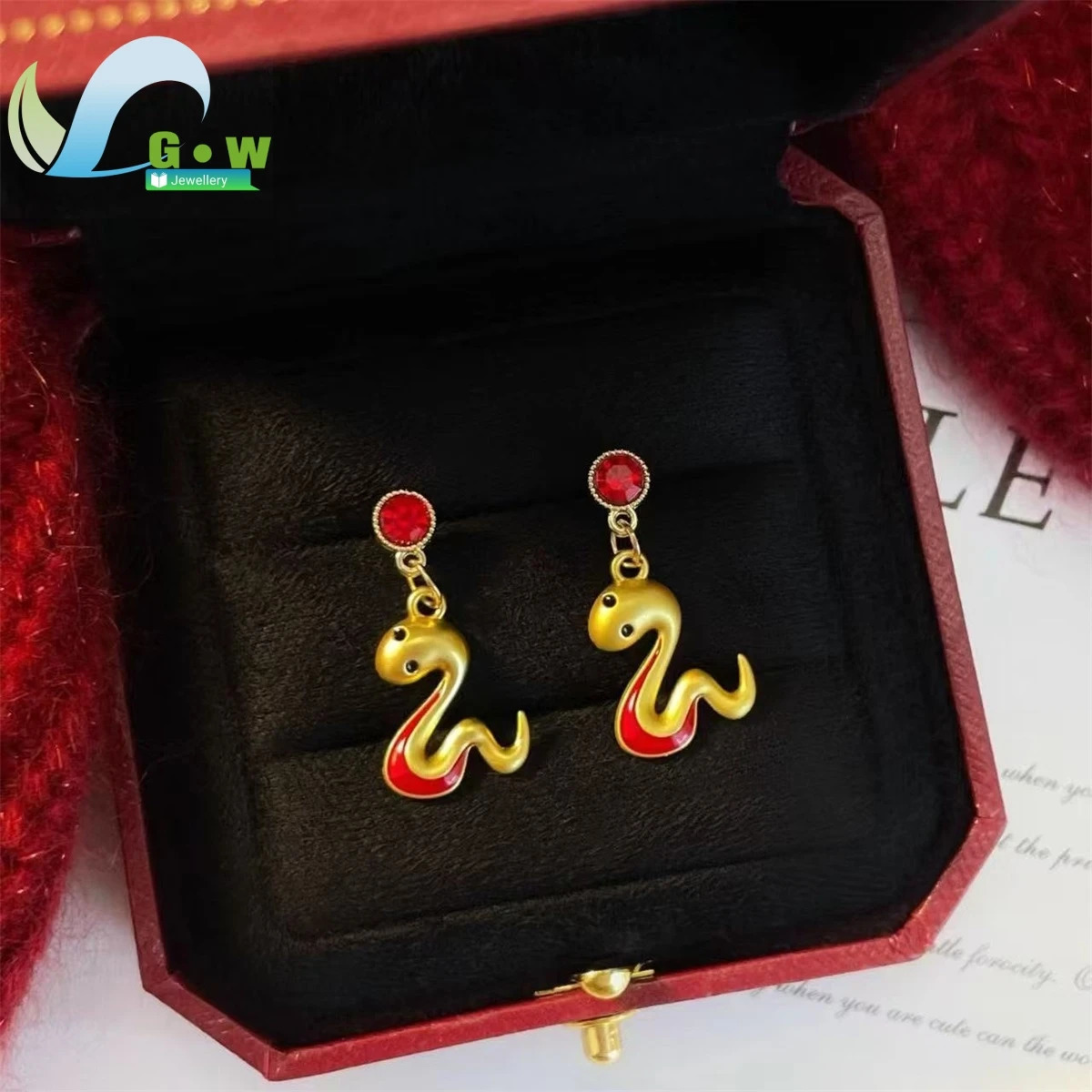 Fortune Snake Female Earrings Year Trend Animal Red Lucky Snake Earrings Jewelry Stud Earrings Accessories 250220