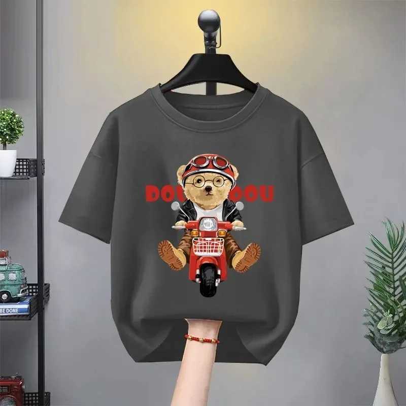 T-shirts Boys and Girls 100% Cotton T-Shirts Summer Baby Sports Cartoon T-Shirts Fashion Printed Cool Bear Crew Childrens Clothing H250220