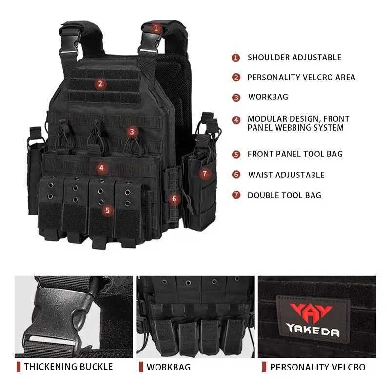 YAKEDA 1000D Nylon Plate Carrier Tactical Vest Outdoor Hunting Protective Adjustable Molle Vest for Airsoft Combat AccessoriesXJ250219