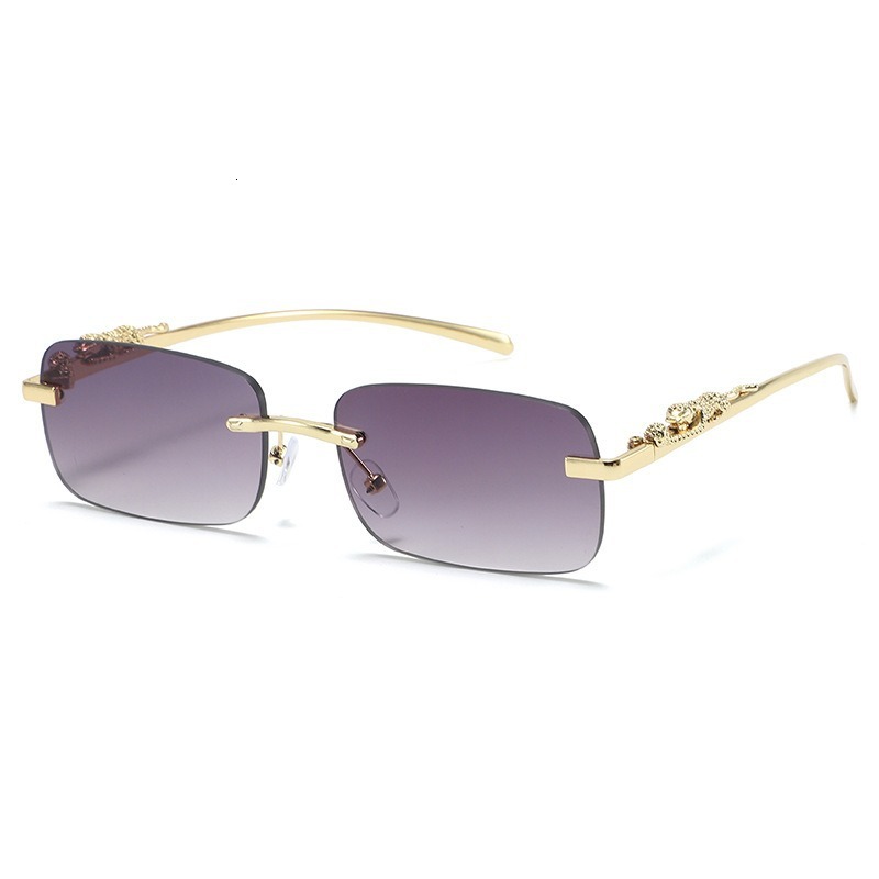 2025 New Cross-border Metal Leopard Head Rimless Sunglasses For Men And Women Fashion Retro Metal Sunglasses