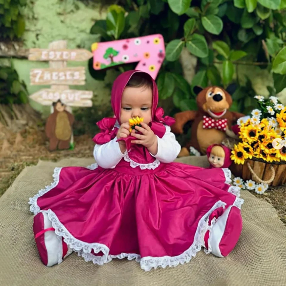 Baby Girls Lolita Party Dress Infant Princess Gown Toddler 1st Birthday Tutu Dresses 2pcs Sets Costumes 250117