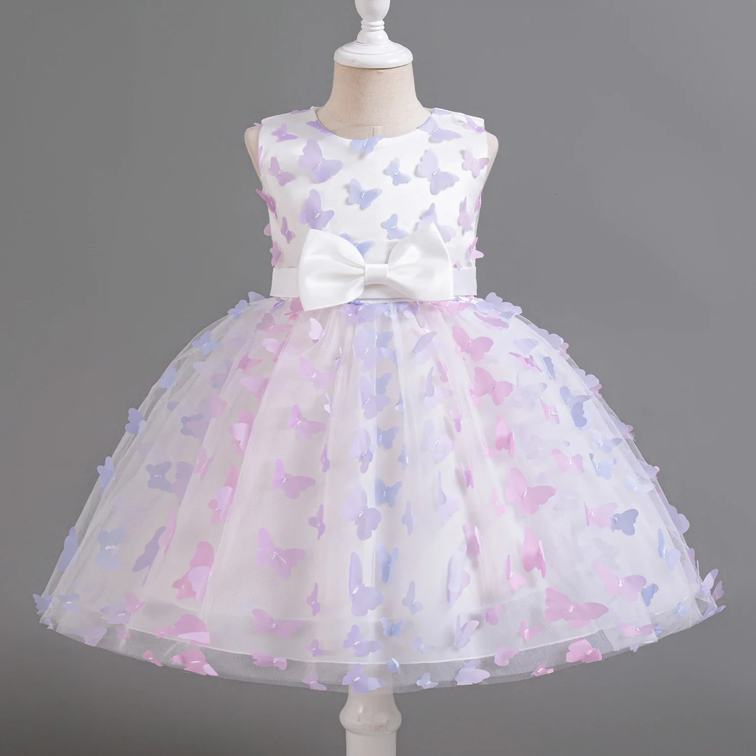 Formal Girls Pink Princess Dress Flower Girl Wedding Prom Gown 3D Butterfly Childrens Puffy Dress Elegant Party Dresses 250220