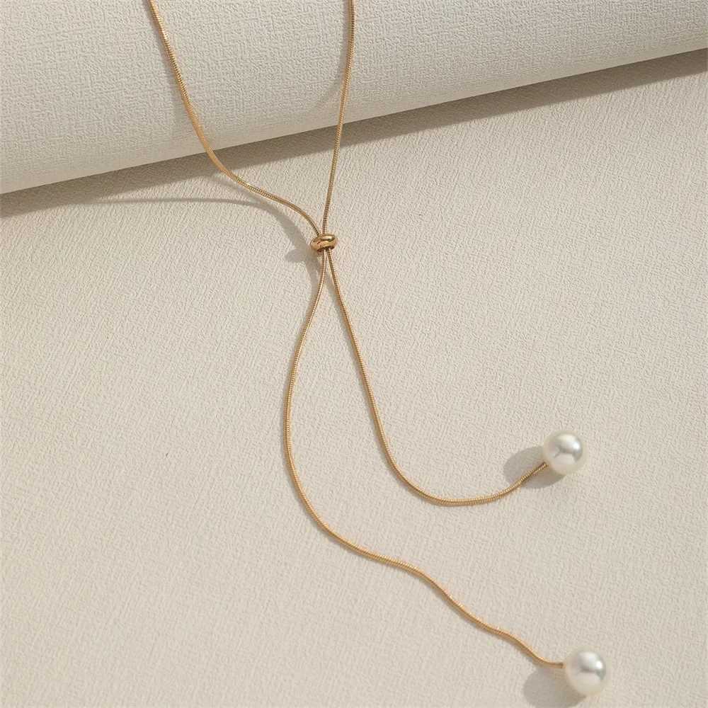 Tren Imitation Pearls Necklace For Women Gold Silver Color Adjustable Chain Choker Girls Simple Party Jewelry AccoriesXJ250219