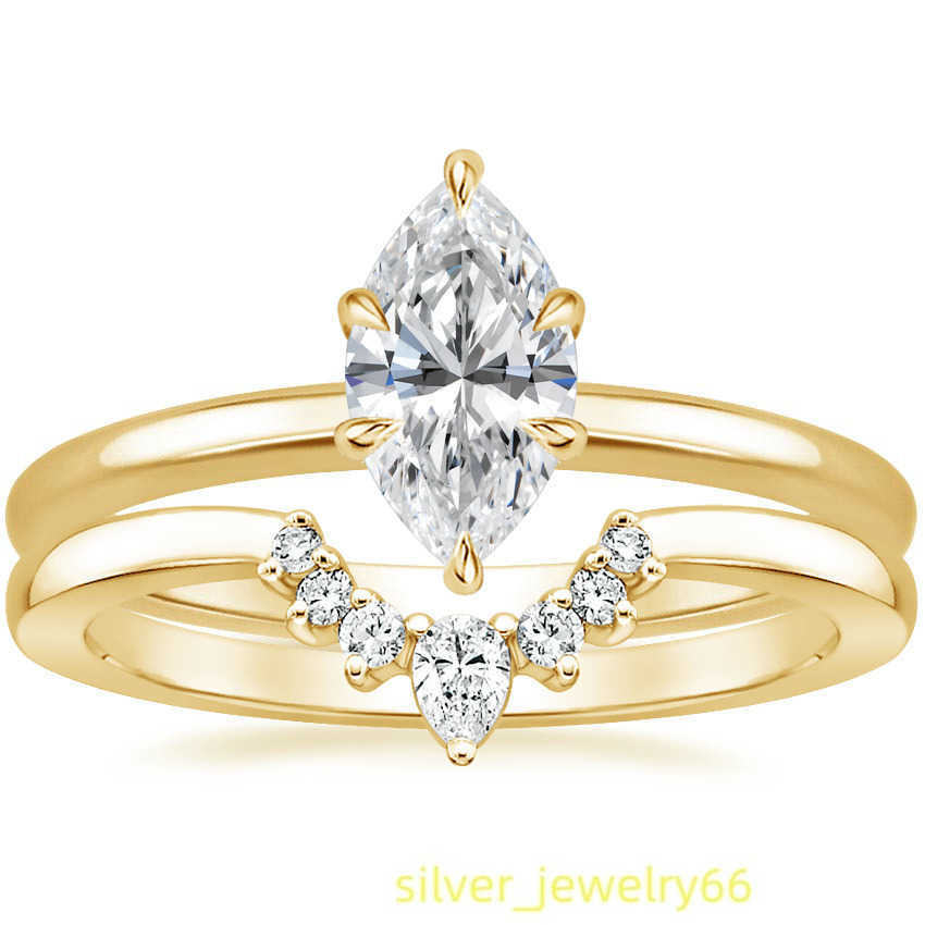 AAA Gems Yellow Gold Engagement Ring 14K/18K Gold Marquise Cut Solitaire Moissanite Engagement Rings