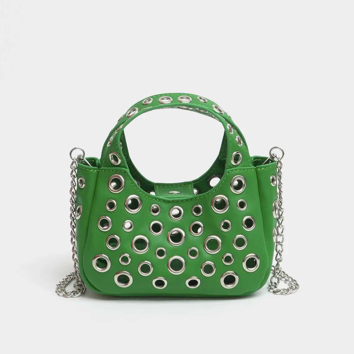 Fashionable hollow cute womens handbag designer luxury Pu leather chain shoulder cross body bag trend wallet Y250218