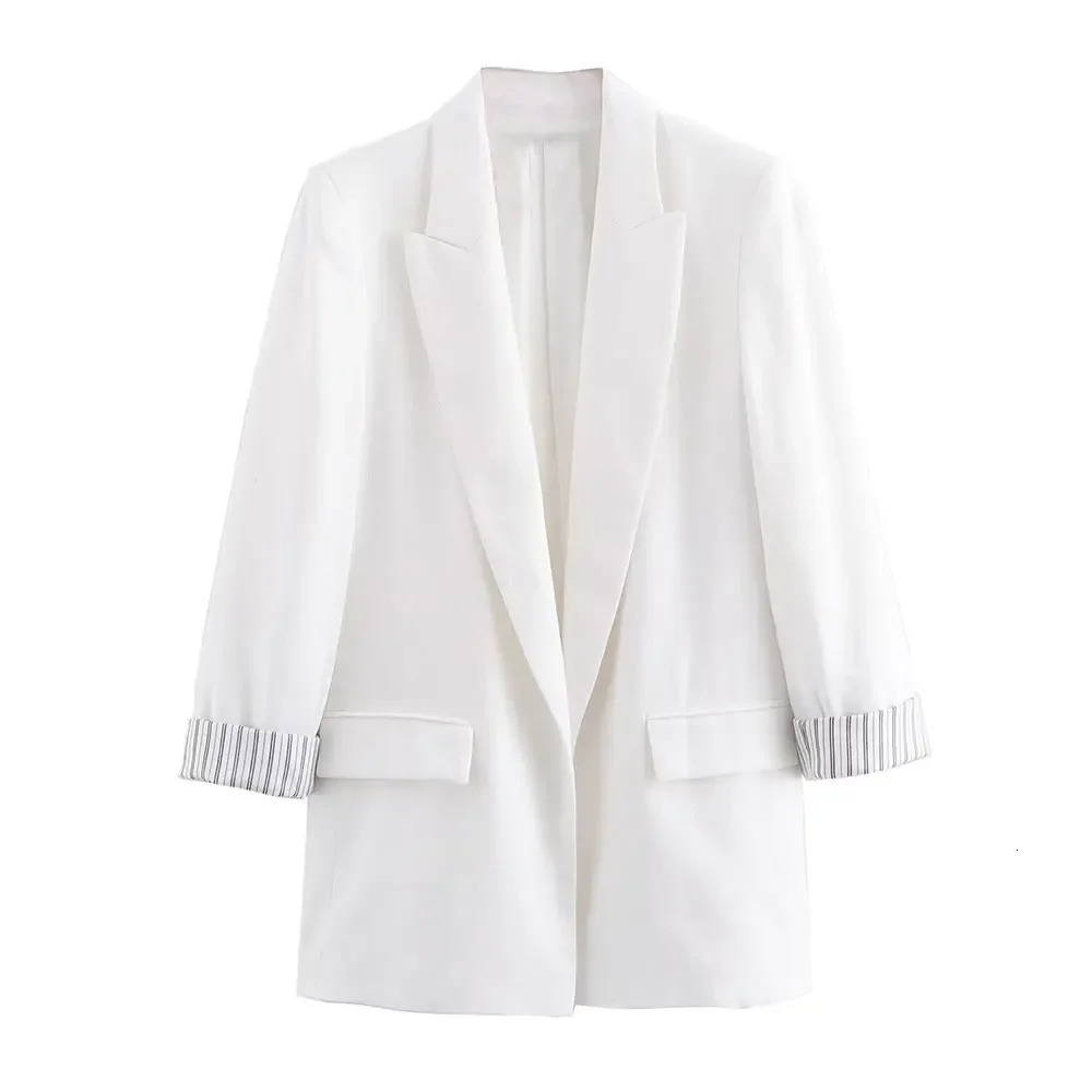ASDS Women Fashion Solid Linen Blazer Notched Collar Long Roll up Sleeves Female Chic Office Lady Business Outfits 250219