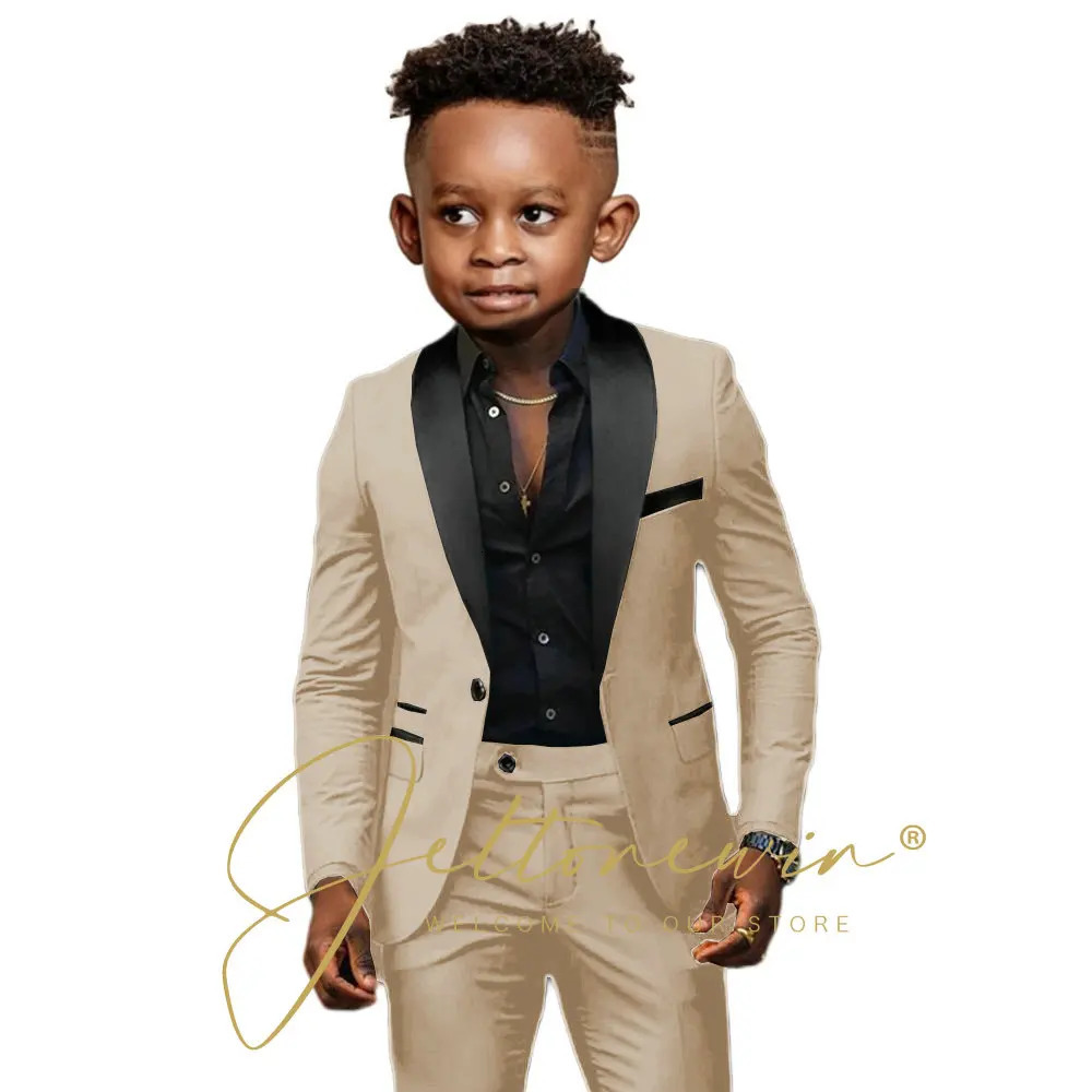 White Boys Suits 2 Pieces Wedding Formal Party Tuxedo Child Shawl Lapel Kids Dress Jacket Pants Slim Fit Blazer Sets 250219