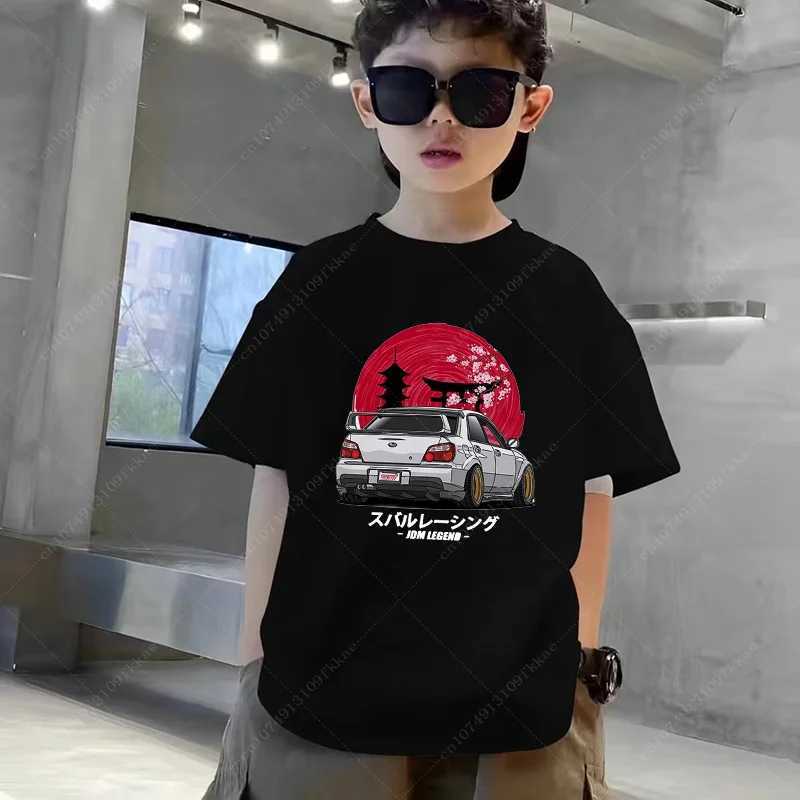 T-shirts Boy and Girl Anime AE86 Original D Drift Printed Shirt Childrens Cool Car Design Clothing Childrens Summer White T-shirt Teenagers 3-14 Years