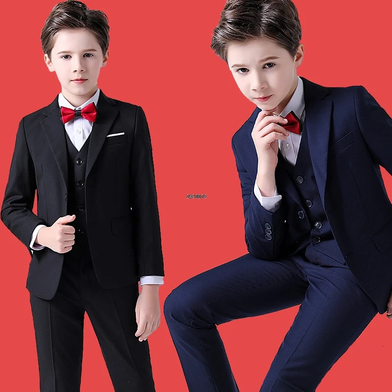 Flower Boys Formal Wedding Suit Kids Prom Party Tuxedo Blazer Childrens Day Pinao Performance Costume school uniform 2-14T 250219