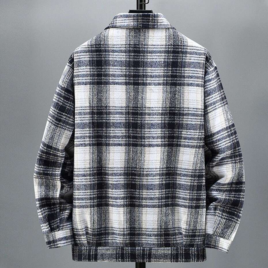 Men's Tiled Wool Jacket, Men's Coat, Fashionable Streetwear, Spring, Autumn, Large Size, 11XL, 12XL