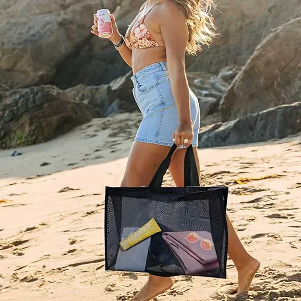 Tote Bags Women Wallets Travel Storage Bags Large Capacity Handbag Transparent Organizer Grid Package Beach Printing Series Z250219