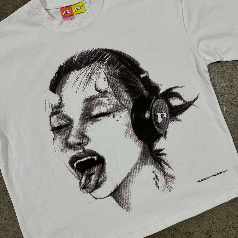 Summer y2k printed short sleeved round neck top personalized dark INS slim fit loose T-shirt