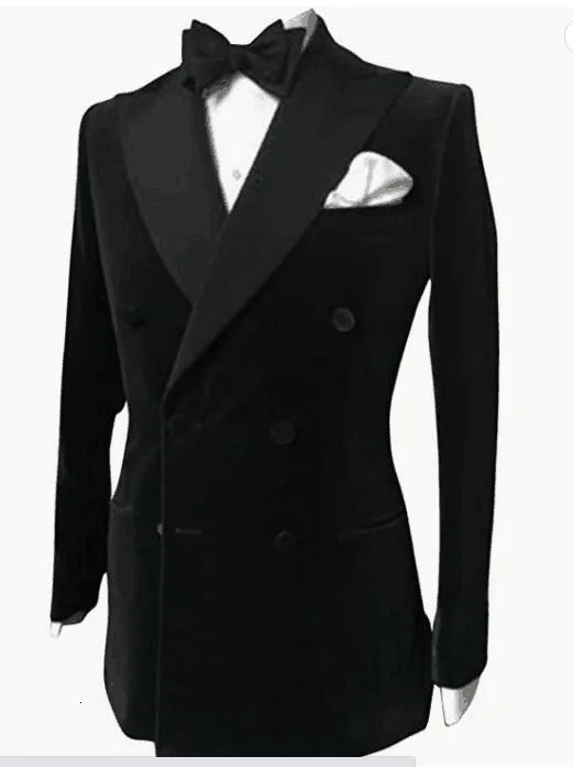 S-6XL Black Velvet Wedding Men Suits Blazer Business Groom Tuxedo Jacket Formal Costume Homme Party Double Breasted Only Coat 250220