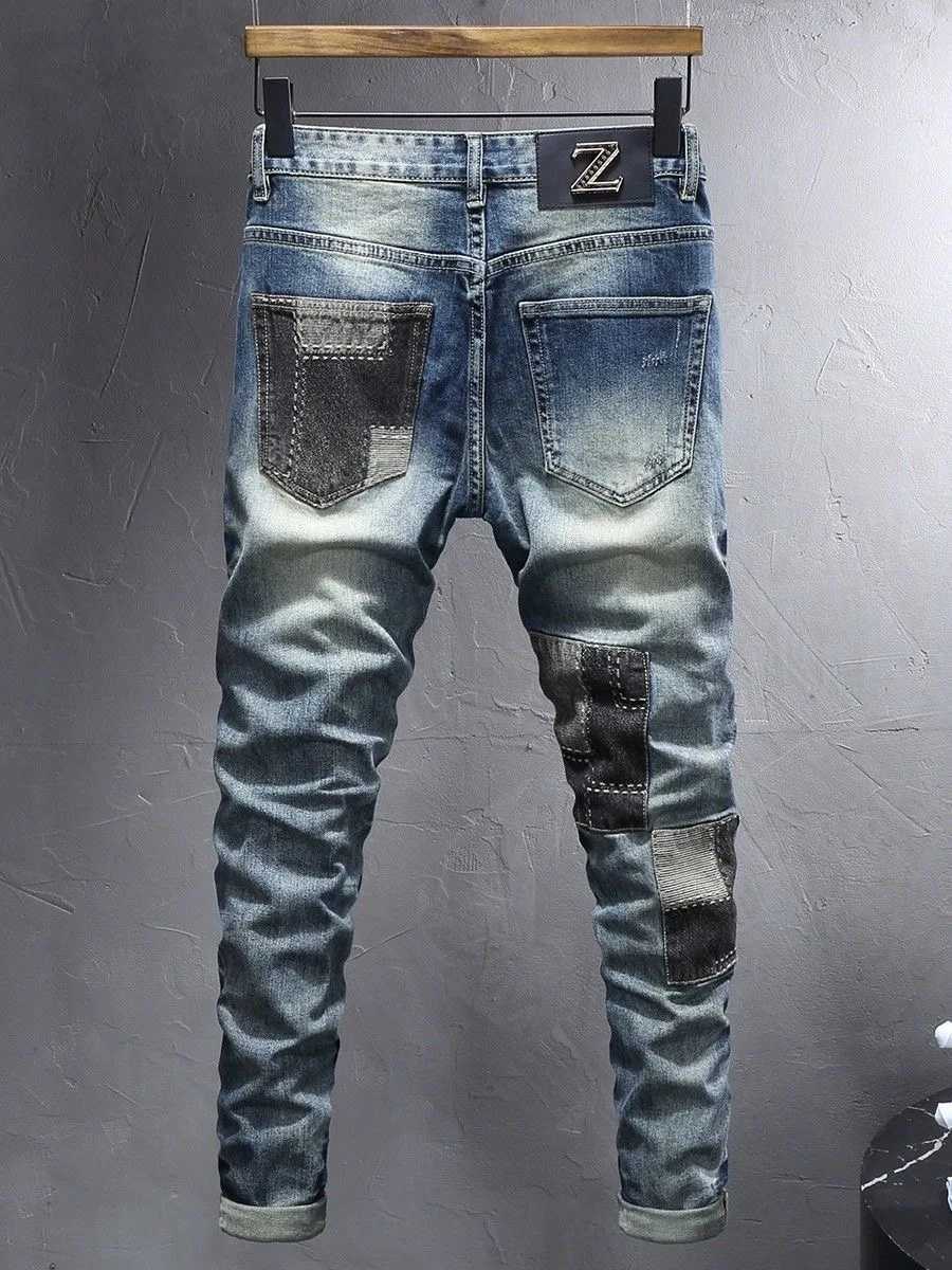 2024 Spring and Autumn New Fashion Trend Ripped Stretch Jeans Mens Casual Comfort Breathable Straight Leg High Quality Pants X250220