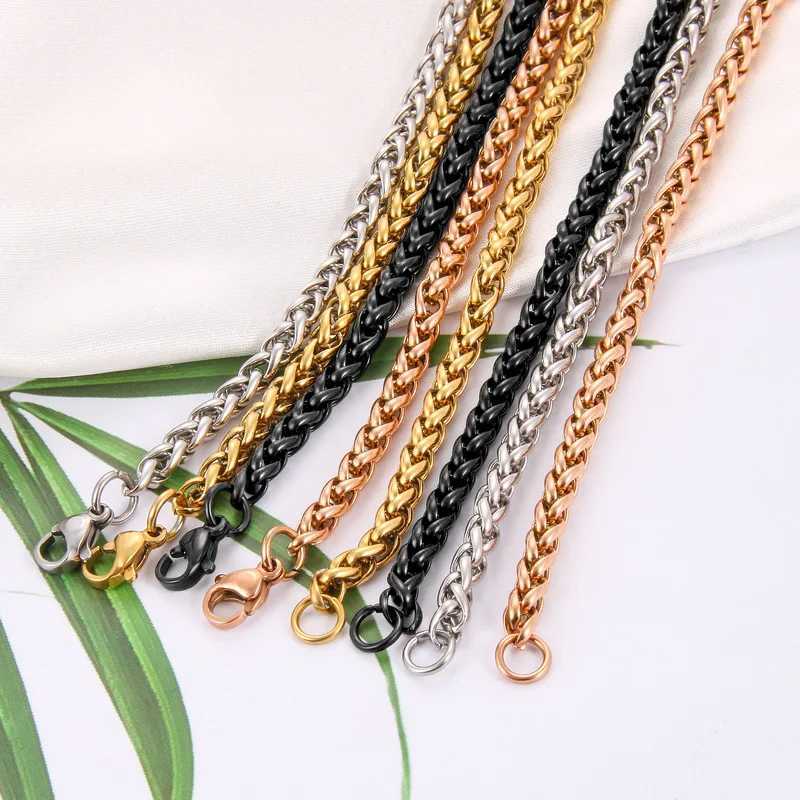 HNSP 3MM-6MM STAINL STEEL TWIST CHAIN NECKLACE FOR MEN Male Punk Neck Jewelry Pendant Accories WholesaleXJ250219