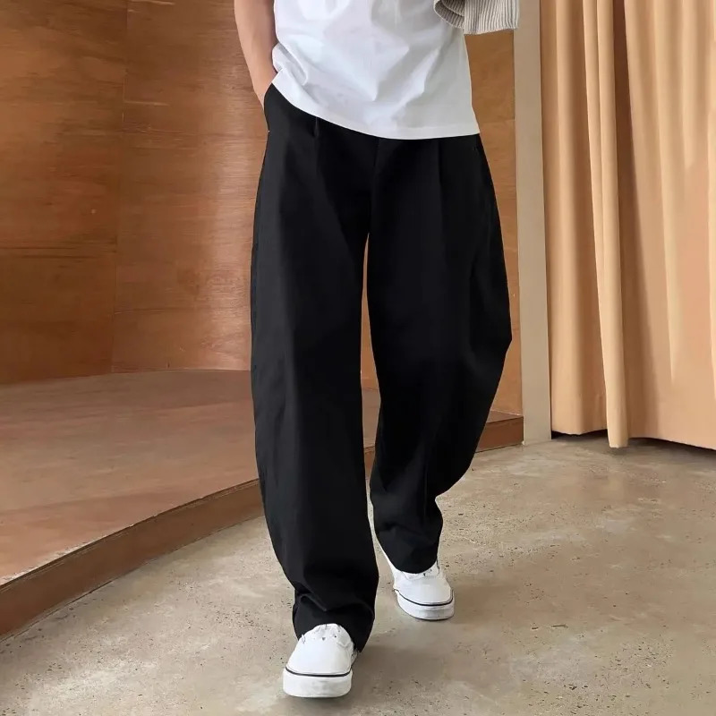 Tailoring Summer Baggy Cool Wide Ice Silk Business Thin Loose Cooling Straight Mens Casual Pants Office Trend Y2k Male Trousers 250218