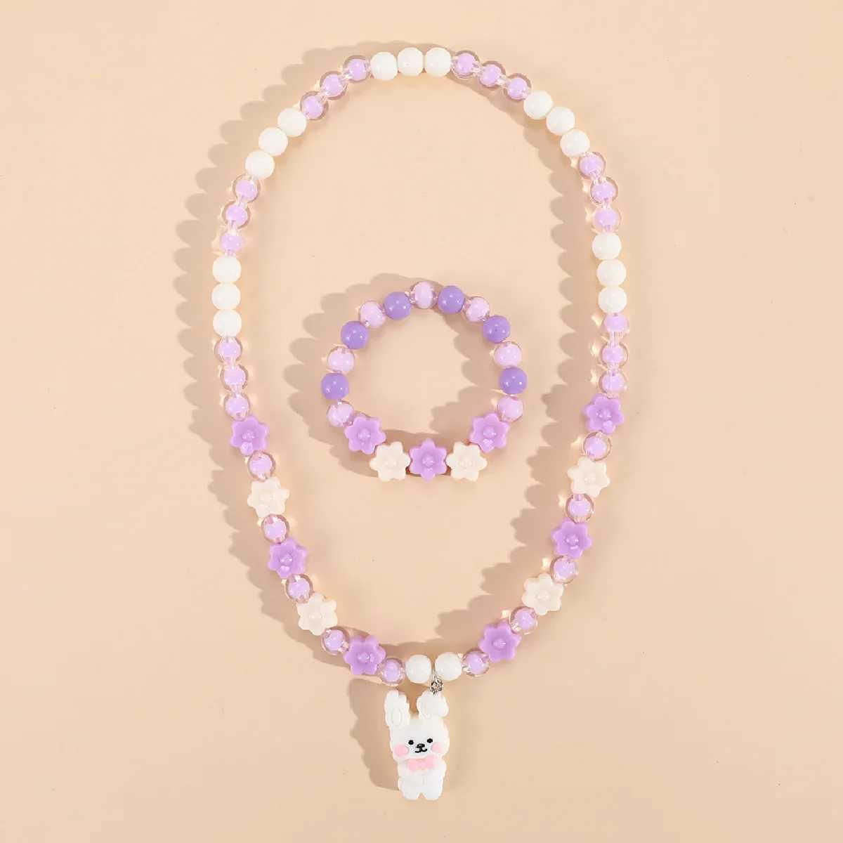 Cute Rabbit Pendant Necklace For Girls Bear Heart Beads Necklace For Children Fashion Jewelry Accories 2023 Wholesale TrenXJ250219