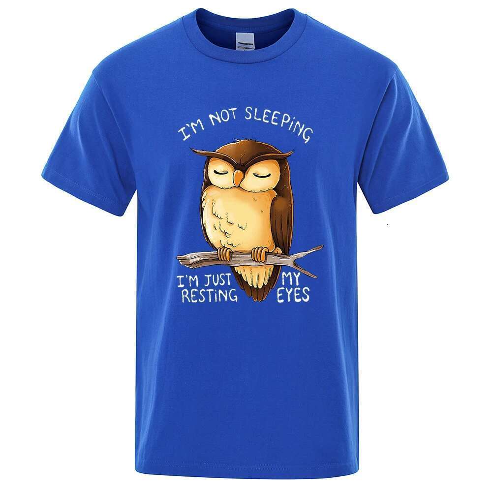 I'm just repairing my eyes. Owl cartoon printed men's streetwear, breathable oversized T-shirt, brand top, cotton casual T-shirt