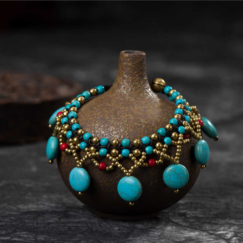 Charm Bracelets Bohemian style Mancheng jewelry pancake hand woven beach hollow Bracelet girl H25220