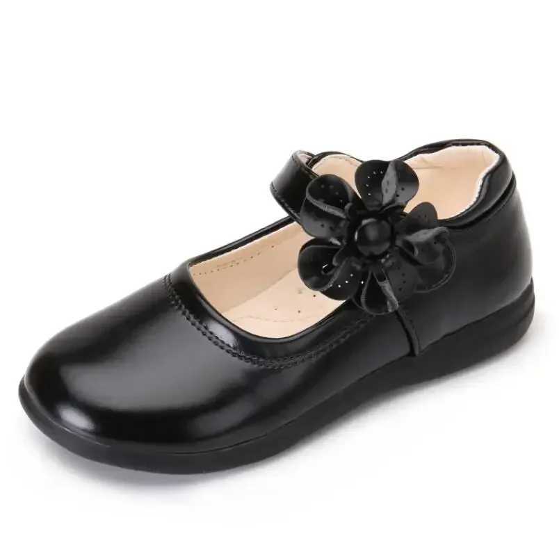 Girls Leather Shoes for Children Wedding Dress Princess School Shoes Kids Summer Bow-knot Black Student Sandals Korean Fashion X250220