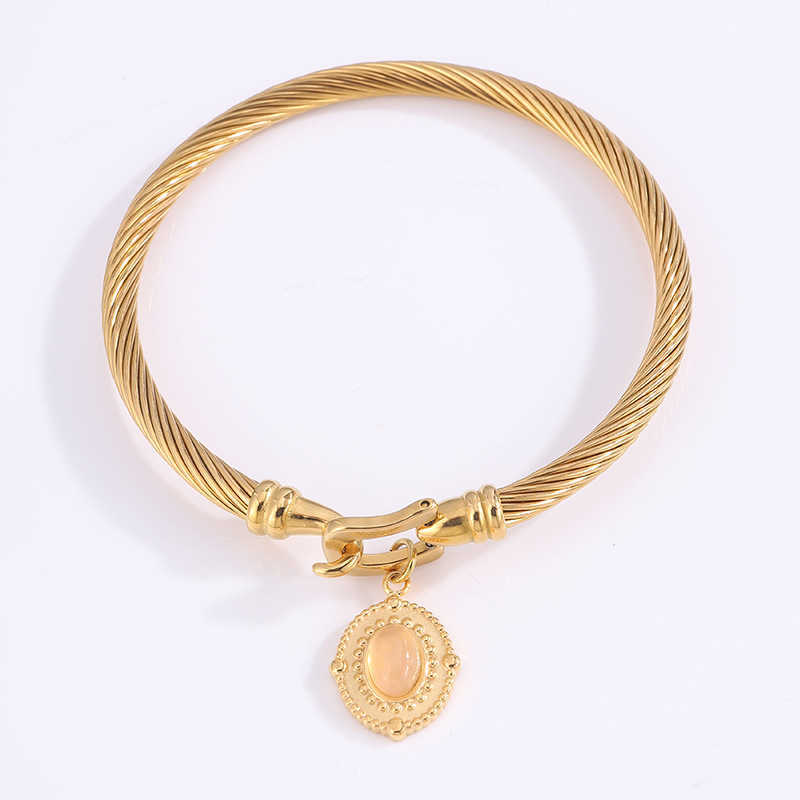 Charm Bracelets Titanium steel bracelet for girls high-end fashionable versatile personalized new style colorfast horseshoe buckle accessory H25220 2 