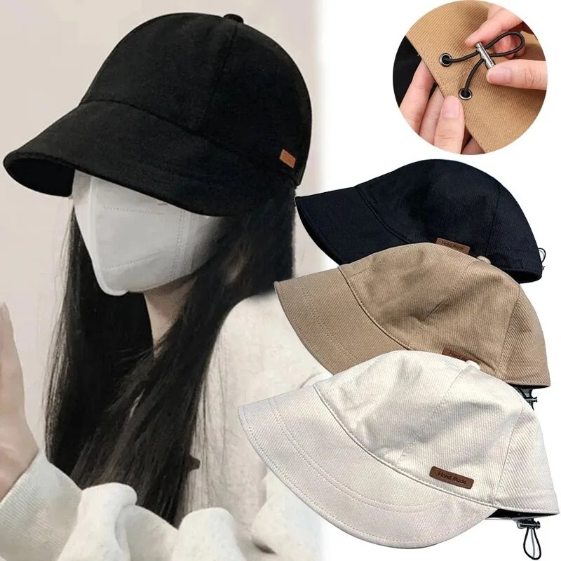 Womens Foldable Sunhat Summer Outdoor Beach Fisherman Hat Sunscreen UV Protection Cap Adjustable Cotton Wide Brim Bucket Caps 250210