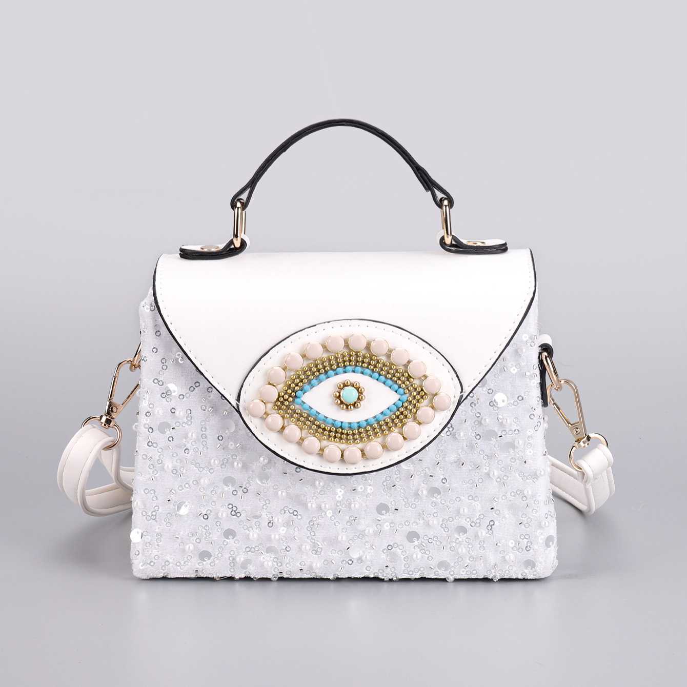 Autumn Winter Eye Box Bag Beaded Handheld Small Square Bag Ethnic Style Crossbody Bag 250215