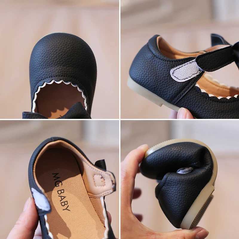 Girls Mary Janes Bowknot Ruffles Four Color Soft Pu Leather Kids Princess Shoes Shallow Lovely Light Autumn Children Shoe 21-30 X250220