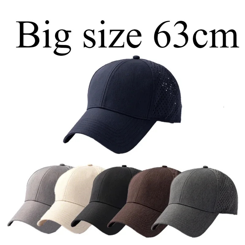 Summer Hat Big Size 63cm Quick Drying Sun Mesh Baseball Cap Woman Outdoors Casual Sport Hat Cool Adjustable Visor Hat 250214