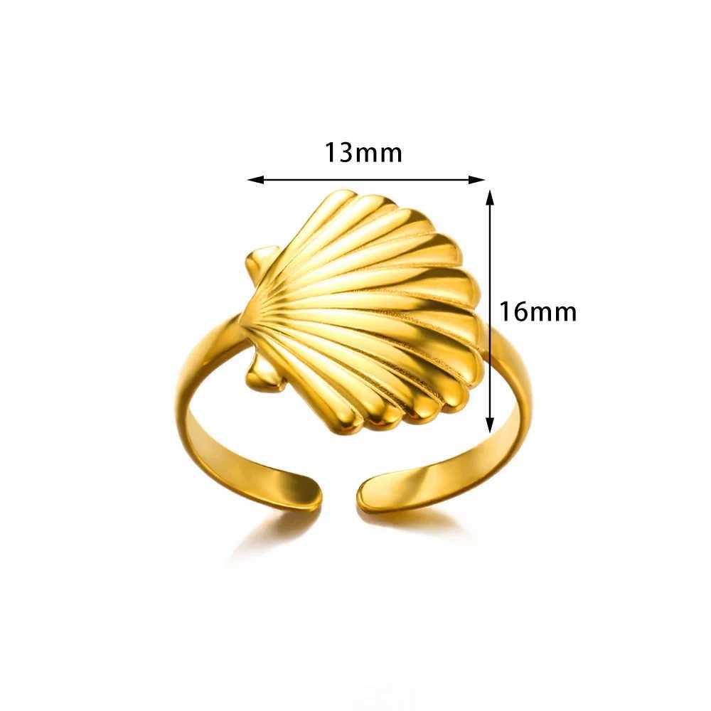 48 Style Stainless Steel Starfish Shell Rings for Wen Gold Color No Fade Luxury Classic Aesthetic rings Five Jewelry Gift X250220