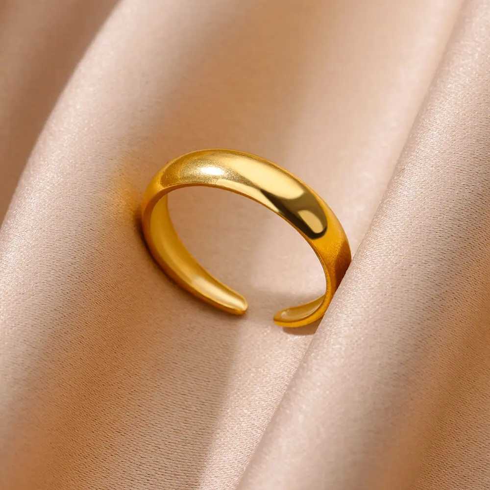 Stainless Steel Smooth Surface Shell Simple Geetric Ring for Wen Gold Color Exquisite Personali Open Ring Couple Jewelry X250220
