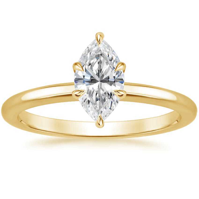 AAA Gems Yellow Gold Engagement Ring 14K/18K Gold Marquise Cut Solitaire Moissanite Engagement Rings