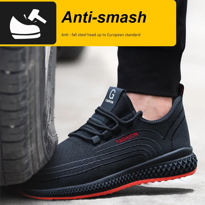Manlegu Air Mesh Steel Toe Work Shoes Breathable Working Women Man Safety Lightweight PunctureProof Boots 250219