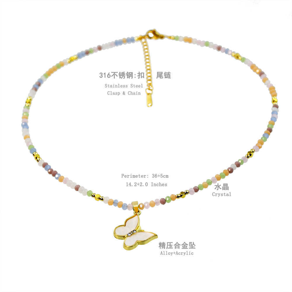 Pendant Necklaces Summer Dopamine Jewelry Butterfly Necklace Female Y2K Devils Eye Crystal Bead Necklace Ins Premium H25219