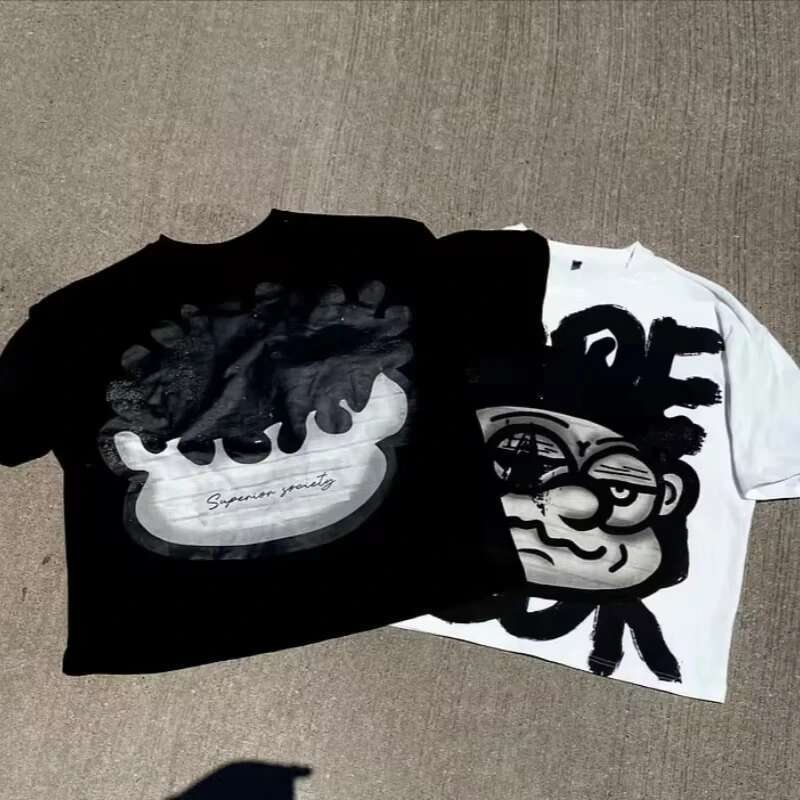 Vintage Short Sleeve Cotton T-Shirt for Men and Women, Oversized Streetwear, Y2K