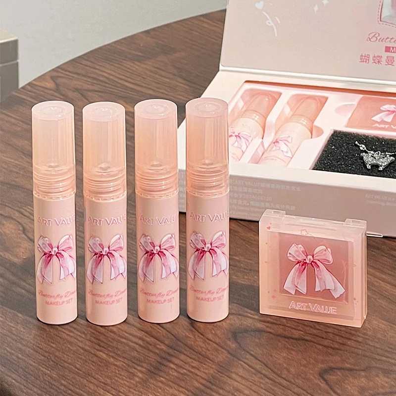 Women Makeup Set Butterfly B Lip Mud Necklace Matte Powder Milk Rubores Rouge Lipstick Gifts Girls Friends Surprise Make UpW250220