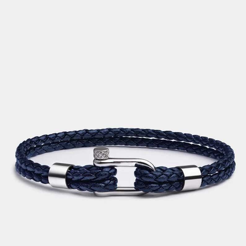 Charm Bracelets Fashion stainless steel mini U-shaped horseshoe buckle bracelet new mens black leather bracelet H25220