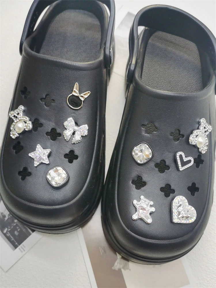 10PCS Shoe Charms ABS Bow Decorations For Sandals Luxury Rhinestone Bear Design Accessories Women Diy Bling Clog Ornaments 250219