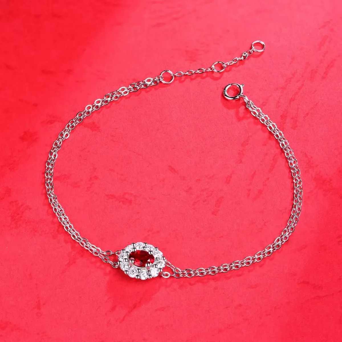 Ruby Bracelet For Women 925 Sterling Silver Plated 18k Platinum Bracelet Fashion Wedding Party Jewelry as GiftXJ250219