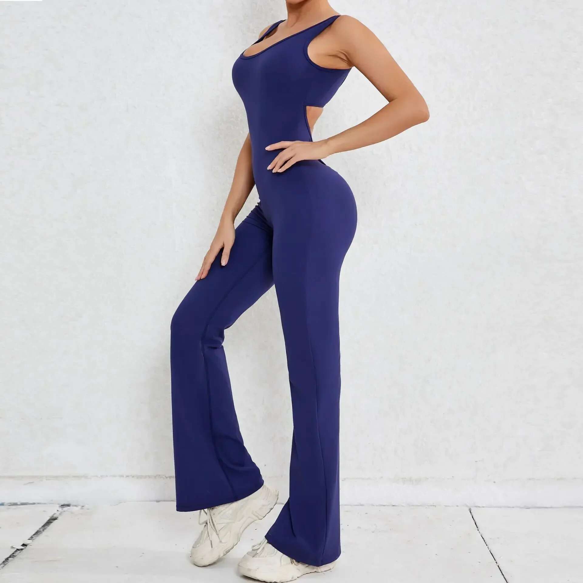 Seamless Yoga Jumpsuits Sports Fiess Hollow-Out Beauty Back Hip-Lifting One-Piece Exercise Workout Gym Tracksuit For Women