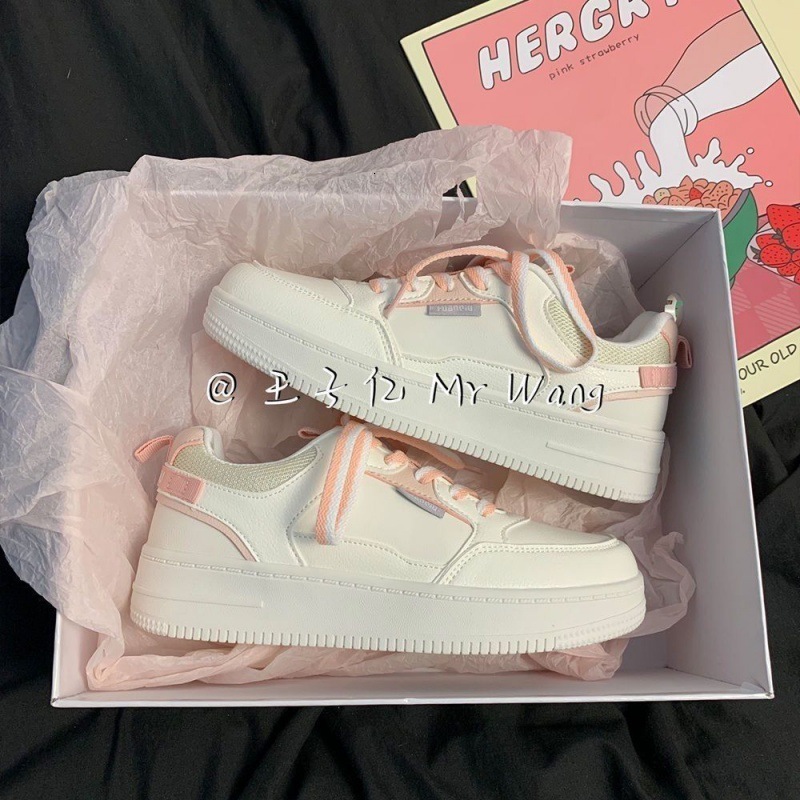 2025 Spring/summer New White Fashion Multi Functional Leather Face Women's Designer Shoes Korean Edition Breathable Casual Sports Flat Shoes