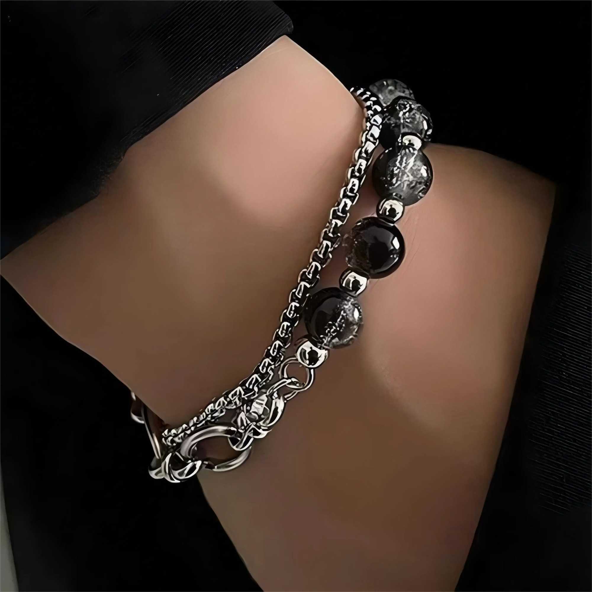 ZAKOL Tren Ball Crystal Beaded Chain Bracelets For Women Men Black Link Metal Bangles Strand Wristlet Jewelry Gifts FestivalXJ250219