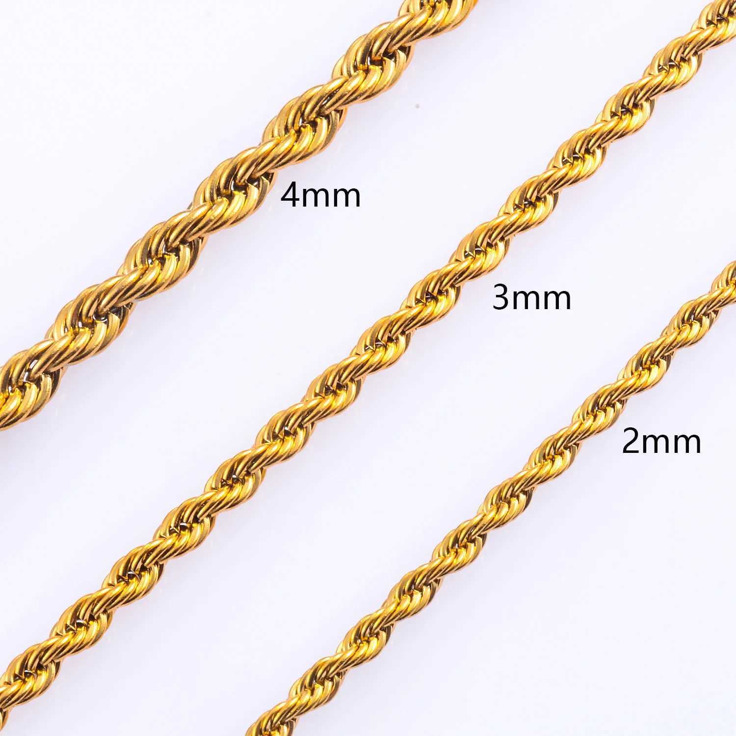 2//3/4mm Stainl Steel Rope Chain Bracelet For Woman Girl Gold/Silver Color Classic Fashion Jewelry Gift WholesaleXJ250219