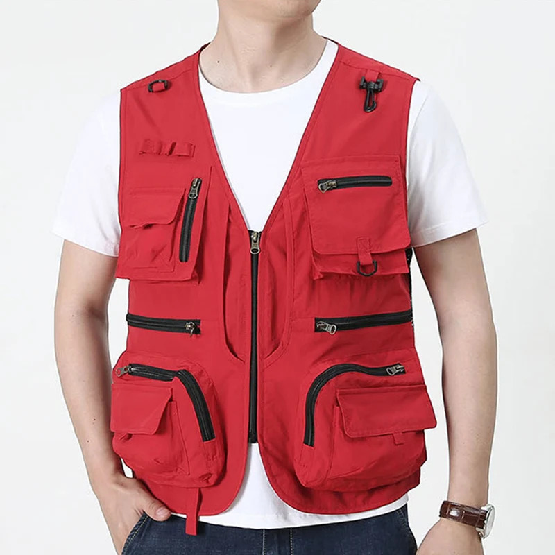 14 Pockets Summer Men US Tactical Hiking Fishing Vest Mens Pographer Waistcoat Mesh Cargo Sleeveless Jacket Tool Vest 7XL 250219