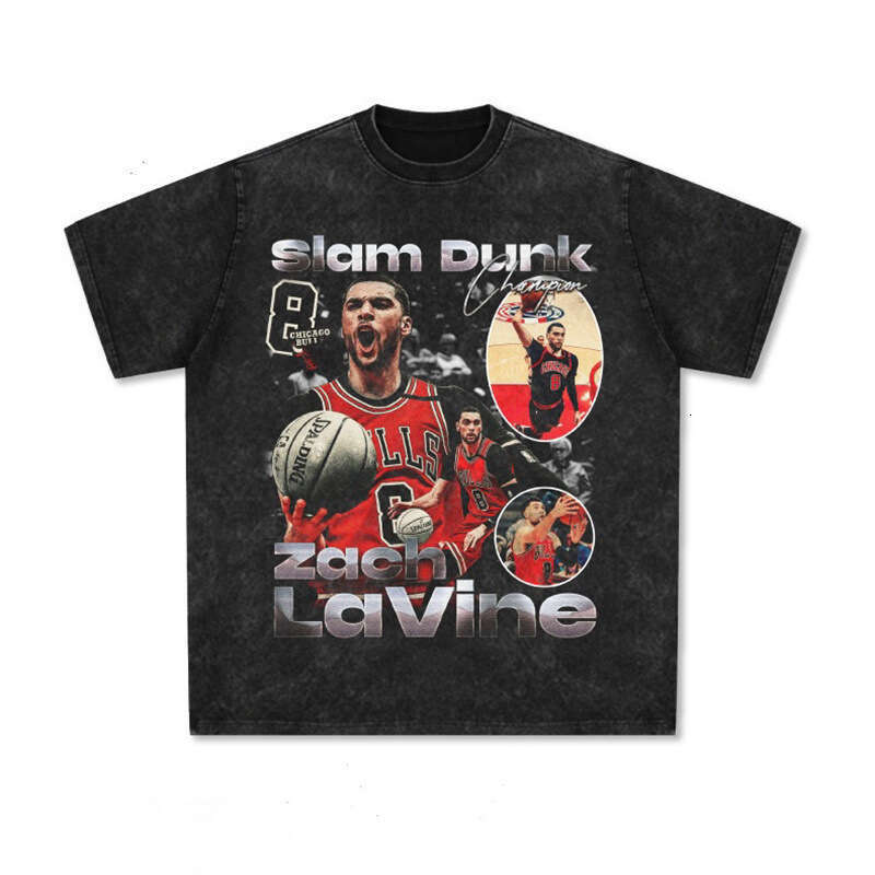 Rap print American hip-hop bf street short sleeved washed distressed T-shirt