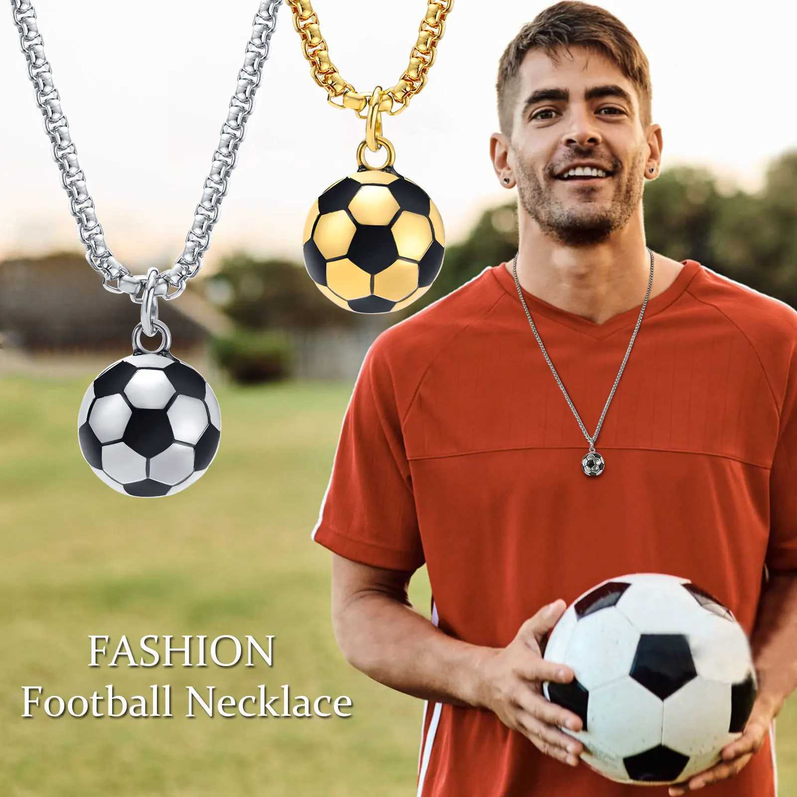 Vnox 3D Football Necklaces for Men Solid Stainl Steel Casual Scoocer Pendants Sports r Boys GiftsXJ250219