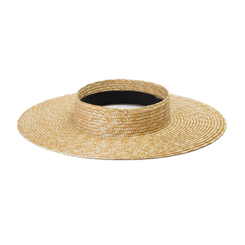 Summer Parent-child French Vintage Empty Top Straw Hats For Women Beach Breathable Top Caps Childrens Straw Big Brimmed Hats 250219