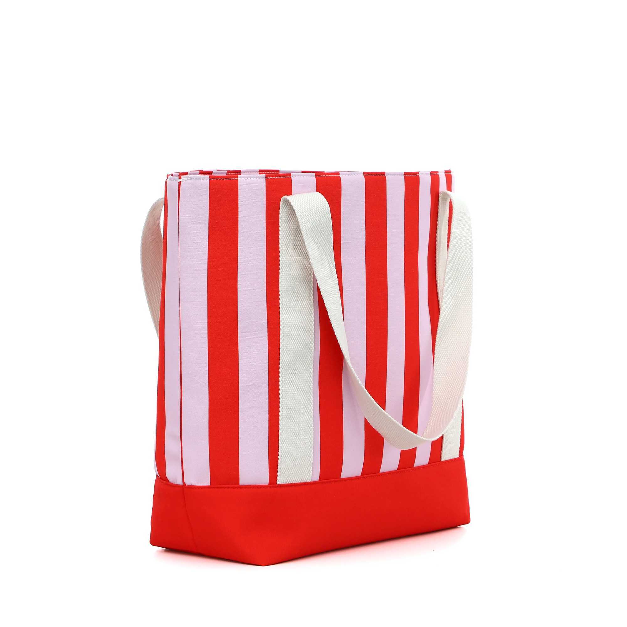 Large Striped Tote Hand Bag For Women Matching Color Cosmetic Bag Durable Canvas Shoulder Bag For Shopping Travel Outdoor Z250219